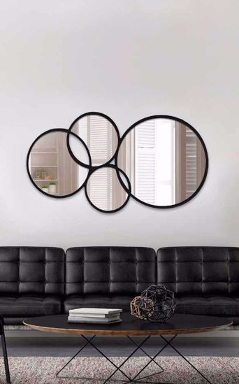 Grande specchiera da salone a parete cerchi 178x84 decorativa design - 4406