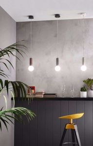 Lampadario pendente per cucina moderna di cemento grigio ondaluce rock vetro bianco
