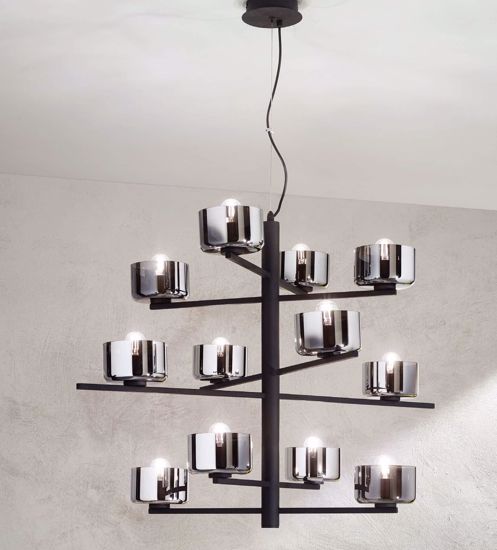 Ondaluce lampadario nero figaro 12 luci per salone moderno