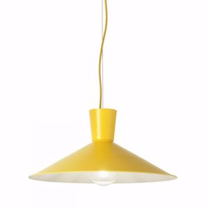 Lampadario giallo per cucina moderna piatto di metallo elio ondaluce