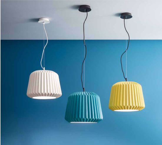 Lampadario moderno ondaluce plumcake di ceramica bianca design