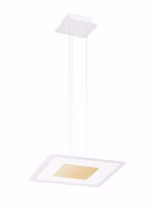 Aruba linea light lampadario moderno per salotto vetro e metallo oro squadrato led 3000k