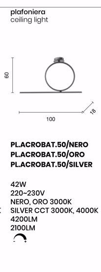 Plafoniera moderna ondaluce acrobat 50 oro design led 42w 3000k dimmerabile