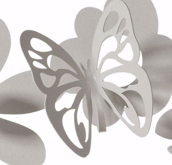 Appendiabiti da parete per cameretta farfalle design moderno bianco avorio