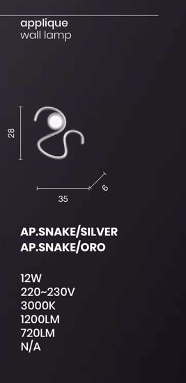 Applique snake silver ondaluce design moderna led 12w 3000k