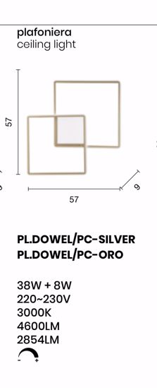 Plafoniera led oro dowel pc ondaluce design 38w+8w 3000k dimmerabile
