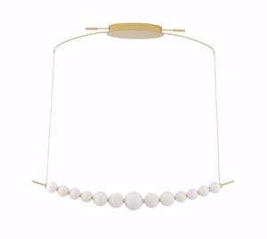 Lampadario perle di vetro luxury bianco oro led 32w 3000k dimmerabile