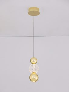 Lampadario da comodino pendente per camera da letto elegante sfere oro