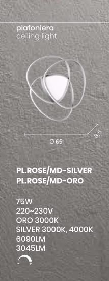 Plafoniera rose md silver led 75w 4000k ondaluce 65cm dimmerabile design moderna
