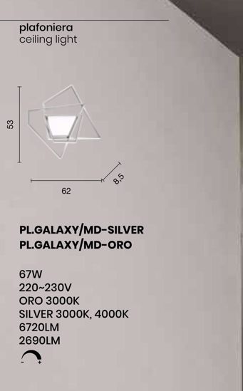 Plafoniera galaxy md led 67w 4000k silver ondaluce dimmerabile design