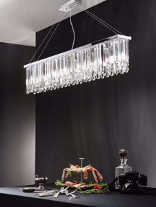 Batida ondaluce lampadario di cristallo trasparente 110cm per soggiorno