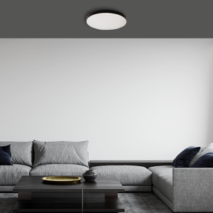 Plafoniera per bagno esterno bianca rotonda 33cm bordo nero led 15w 4000k ip44