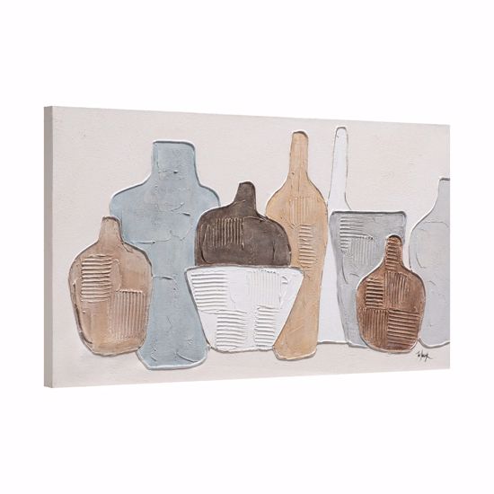 Quadro 60x120 dipinto pennellate astratto figurativo vasi