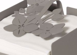 Portatovaglioli centrotavola moderno metallo color fango fiori di loto