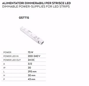 Trasformatore dimmerabile 75w 24v dc dali push per strip led gea luce ip20
