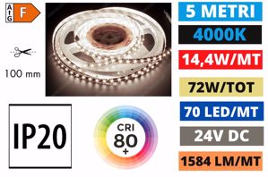 Gea luce strip led 14,4w mt 4000k bobina 5 mt ip20 per interni