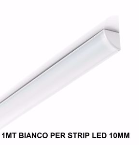 Profilo esterno 1mt alluminio angolare rotondo per strip led max 11mm bianco kit diffusore
