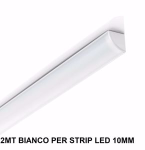 Profilo esterno 2mt angolare alluminio bianco con diffusore kit per strip led max 11mm ideal lux