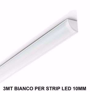 Profilo esterno 3mt angolare rotondo bianco con diffusore kit per strip led max 11mm