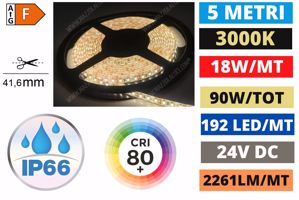 Strisce led per esterni gea luce 18w mt 3000k bobina 5mt 24v ip66 alta luminosità