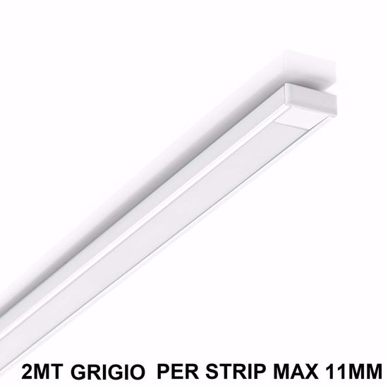 Ideal lux profilo 2mt esterno alluminio grigio con kit diffusore per strip max 11mm