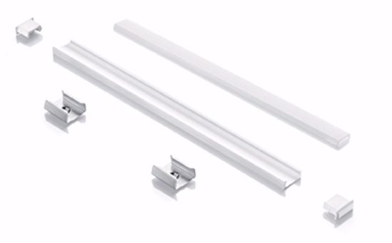Profilo 2mt esterno alluminio bianco con kit diffusore per strip led max 11mm
