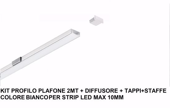 Gea luce profilo plafone bianco 2mt kit diffusore staffe tappi per strip led max 10mm