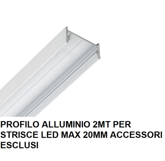 Profilo bianco 2mt per strisce led max 20mm da parete o soffitto