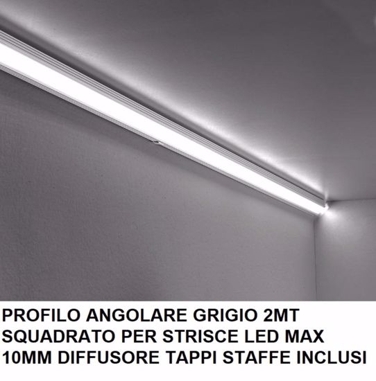 Gea luce skub profilo angolare squadrato grigio 2mt per strip led max 10mm