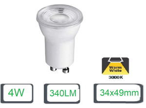 Toplight lampadina gu10 d 35mm 4w 3000k ottica 38gradi