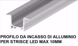 Profilo da incasso alluminio per strisce max 10mm alluminio grigio 0457