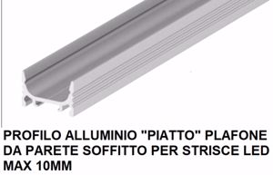 Profilo 0460 di alluminio piatto 2mt plafone per strisce max 10mm