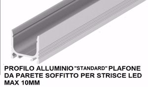 Profilo 0463 alluminio versione standard 2mt plafone per strisce max 10mm