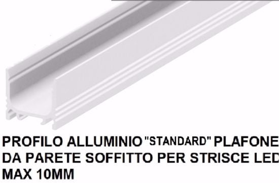 Profilo 0464 alluminio bianco versione standard 2mt plafone per strisce max 10mm
