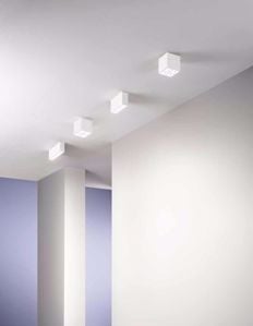 Mini plafoniera cubo di gesso bianco pitturabile gu10 moderna quadrata promozione fine scorte