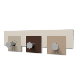 Appendipanni da parete moderno 3 ganci legno cioccolato beige