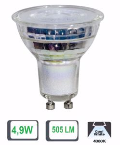 Life lampadina led gu10 4.9w 4000k ottica 38 gradi trasparente 39910255n40