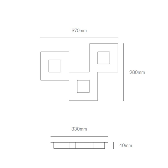 Vivida international squares plafoniera moderna 20w 3000k bianco