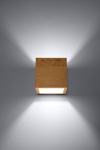 Applique di legno naturale lampada cubo