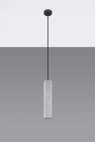 Lampadario pendente da cucina cemento cilindro grigio cavo nero