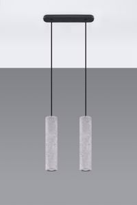 Lampadario barra due luci cilindri di cemento grigio per cucina