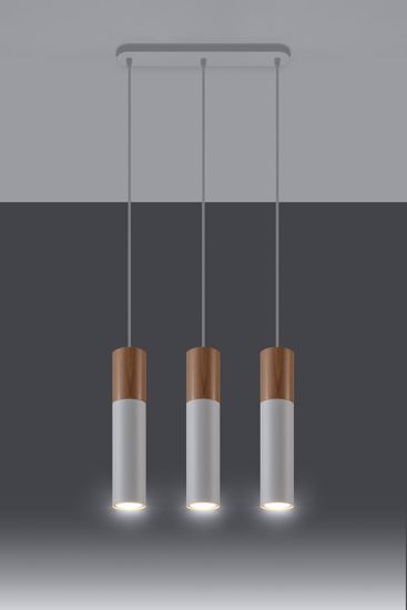 Lampadario tre luci sospensioni per cucina moderna bianco legno