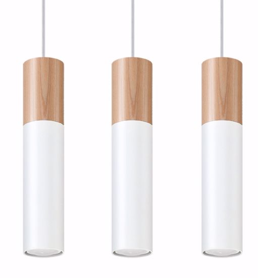 Lampadario tre luci sospensioni per cucina bianco legno