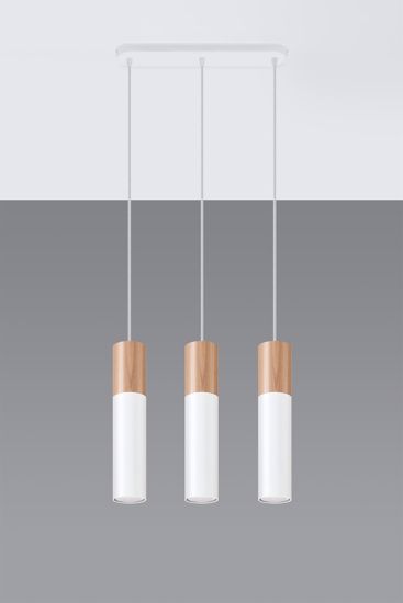 Lampadario tre luci sospensioni per cucina moderna bianco legno