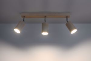 Lampade da parete soffitto di legno 3 applique spot cilindri orientabili
