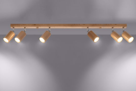 Plafoniera di legno binario con faretti orientabili 6 luci