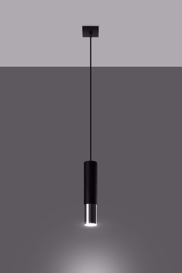 Lampadario pendente per cucina chic cilindro nero cromo