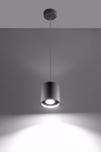 Lampadario luce singola pendente grigio per illuminare bancone isola cucina moderna