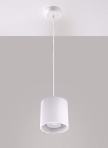 Lampadario pendente cilindro bianca per illuminazione bancone cucina moderna