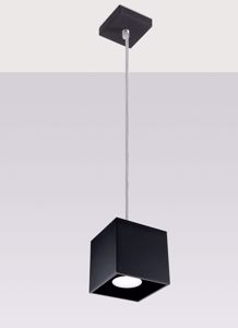 Lampada sospensione cubo nero per isola cucina moderna